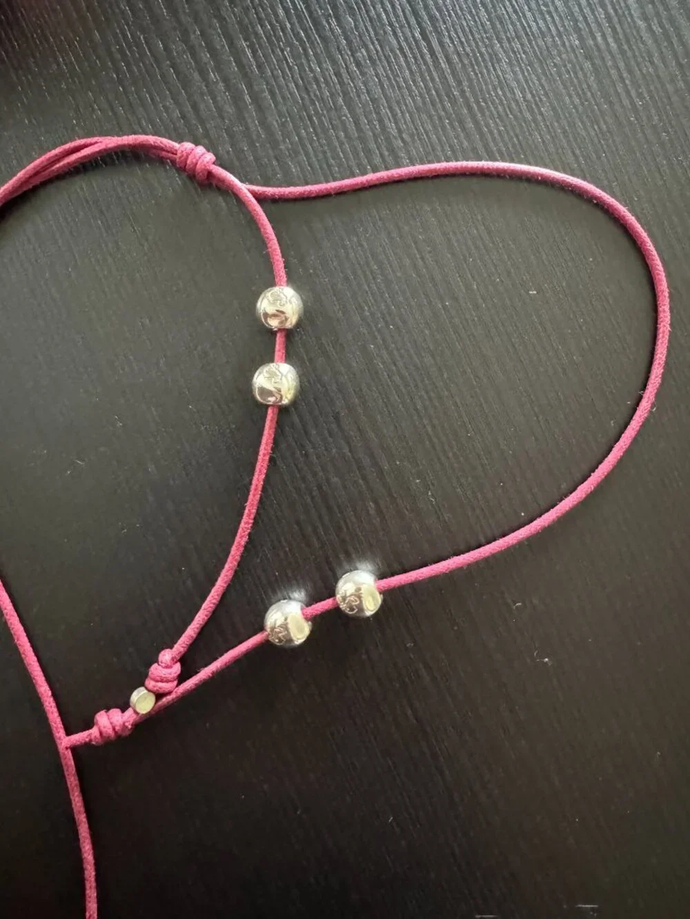 DoDo - Pepita Lariat Neckless, Sterling Silver + Burgundy Cotton Cord - Picture 2 of 12